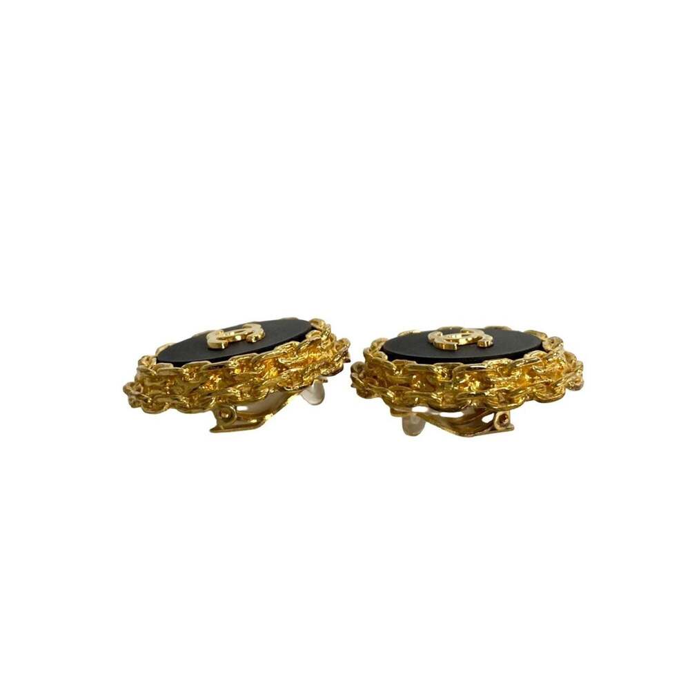 CHANEL Authentic Gold Logo Earrings - Picture 4 of 5